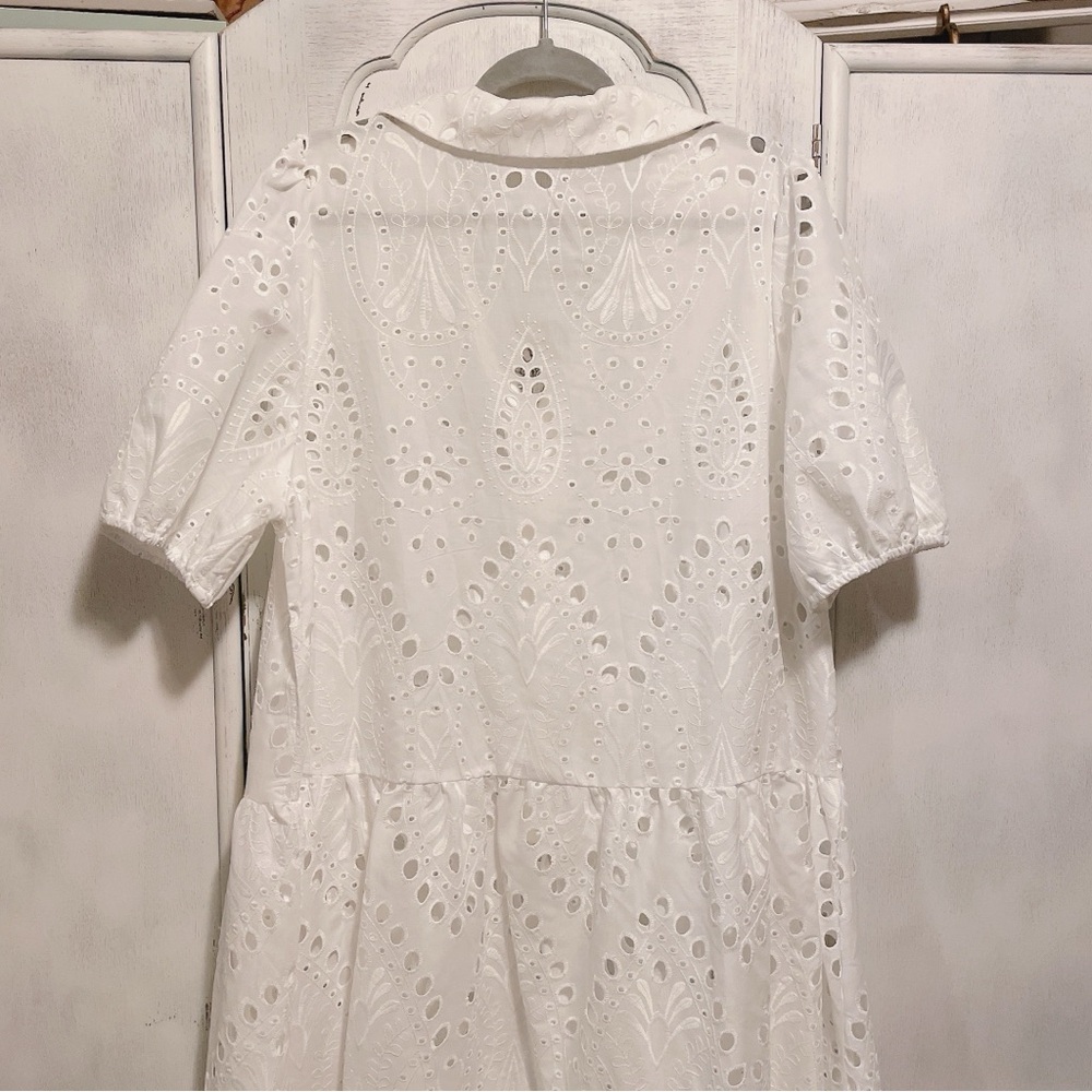 Shein White Eyelet Midi Dress - Picture 9 of 11